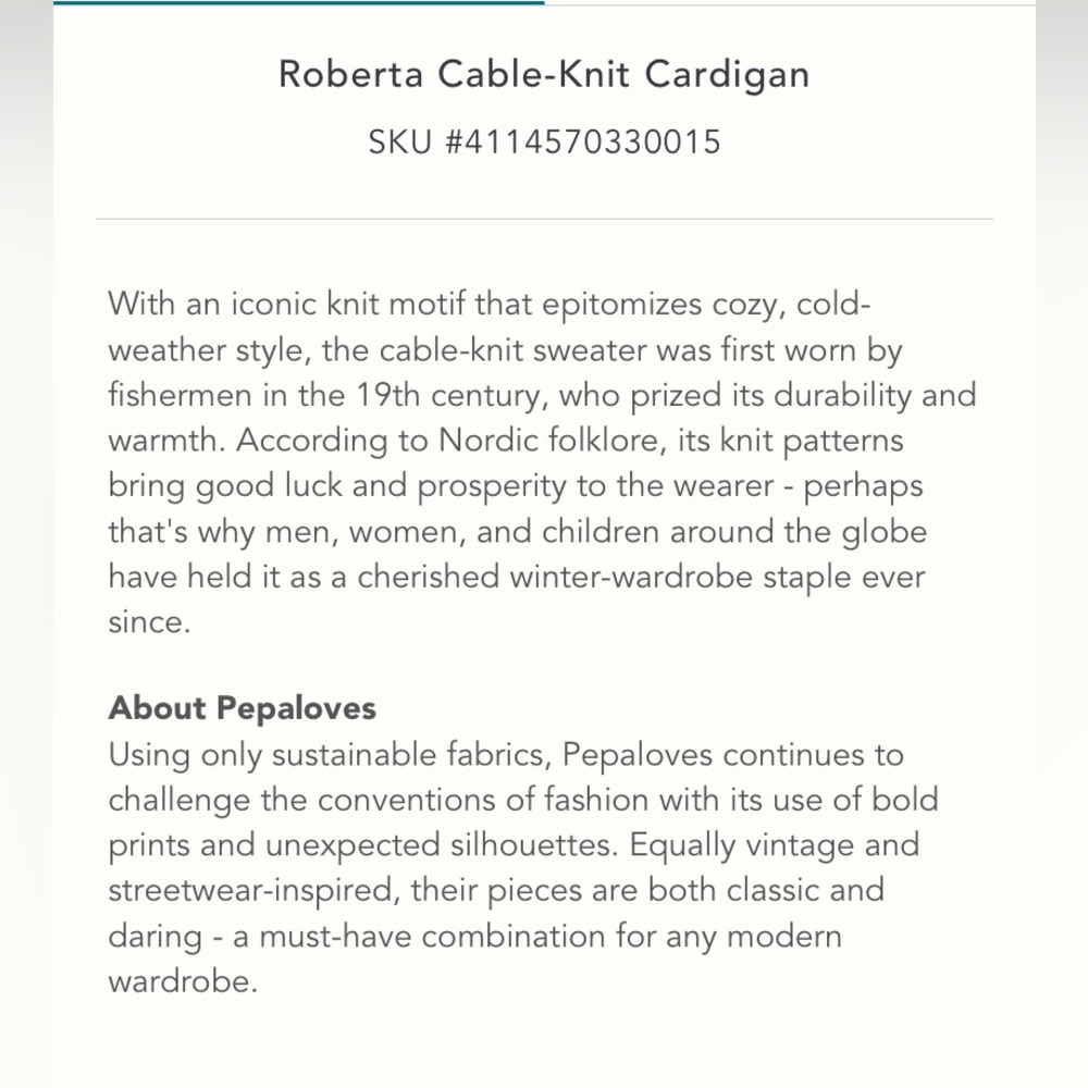 Roberta Cable knit Cardigan size XS - Picture 2 of 5
